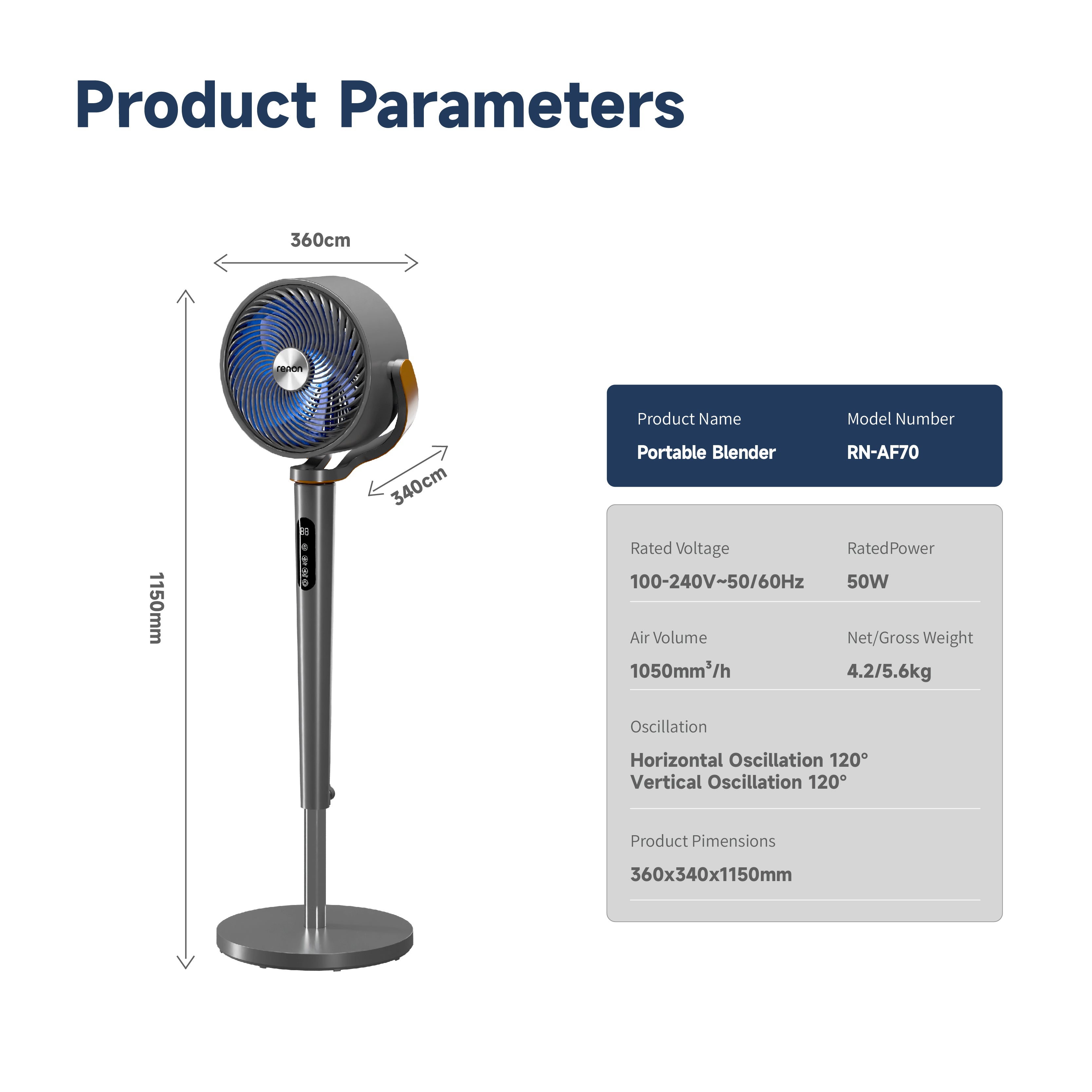 AirPulse 120° AF70 Smart Fan