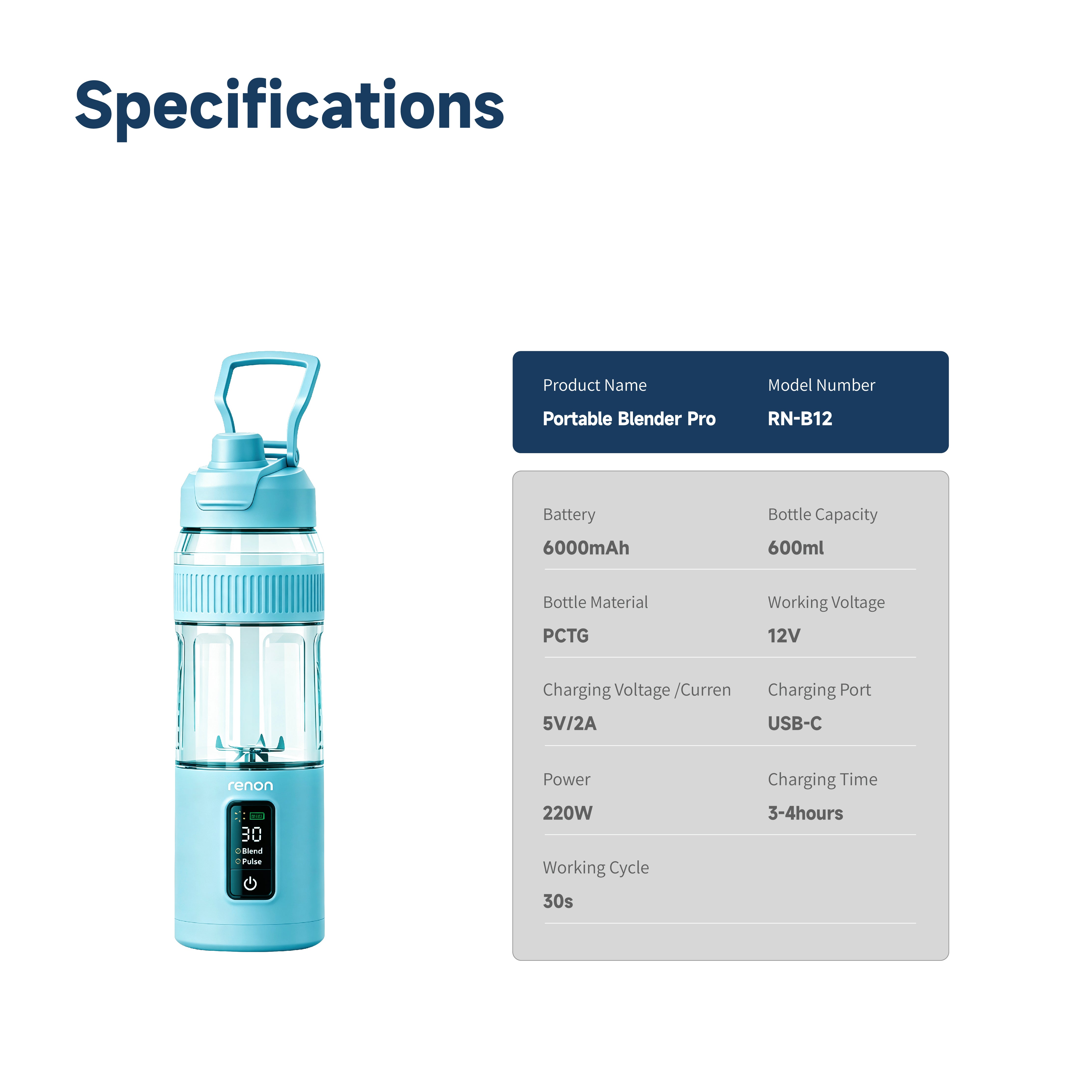 Portable Blender Pro_Blue RN-B12